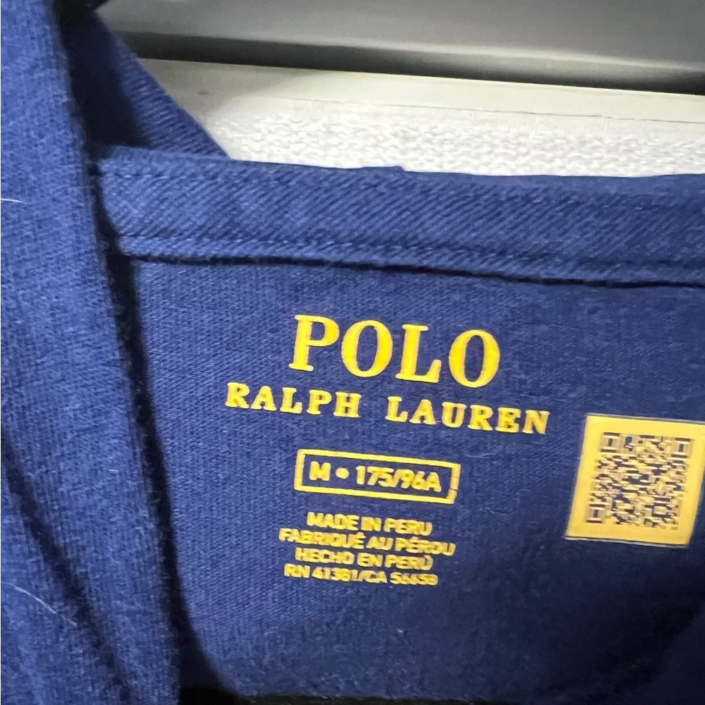 Polo Ralph Lauren Royal / Navy Blue Jersey Hooded Long Sleeve Shirt Pony M EUC